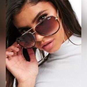 QUAY All In Sunglasses Tortoise Frame Brown Gradient Lenses Aviators Unisex